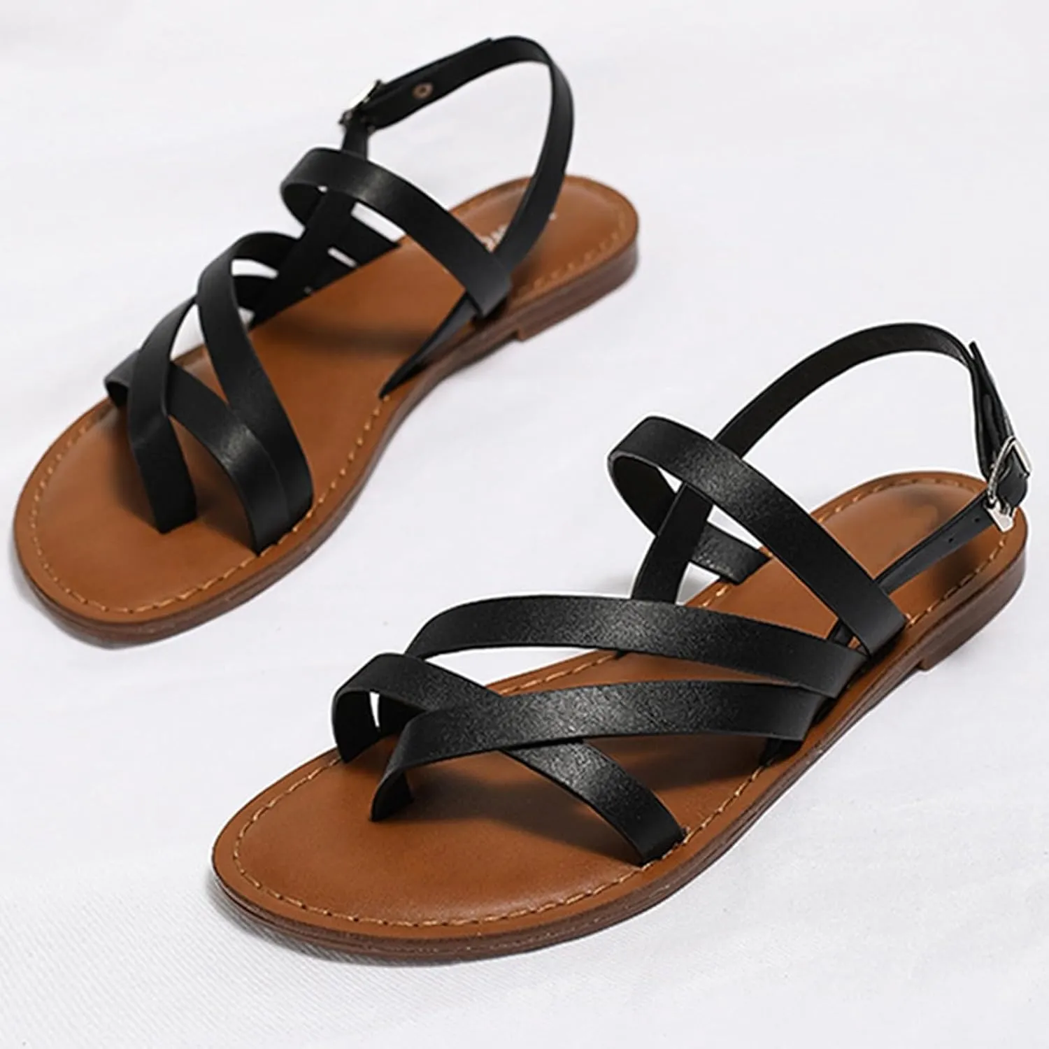 Women's Casual Strappy Sandal,Adjustable Casual Fisherman Open Toe Slingback Ankle Strap Sandals for Beach Travel Walking Daily Day