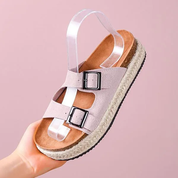 Women's Casual Thick-Soled Buckle Espadrille Sandals 65380500S