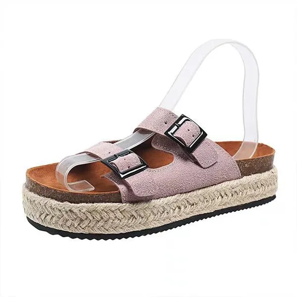 Women's Casual Thick-Soled Buckle Espadrille Sandals 65380500S