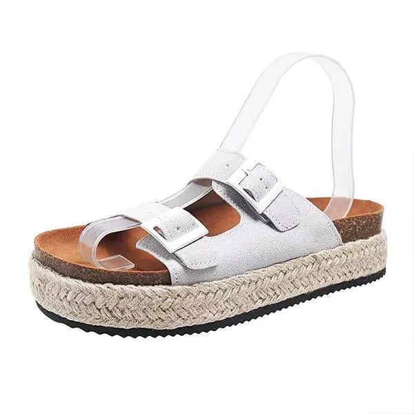 Women's Casual Thick-Soled Buckle Espadrille Sandals 65380500S