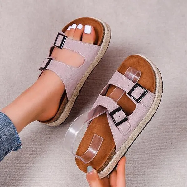 Women's Casual Thick-Soled Buckle Espadrille Sandals 65380500S
