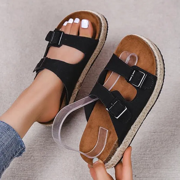 Women's Casual Thick-Soled Buckle Espadrille Sandals 65380500S
