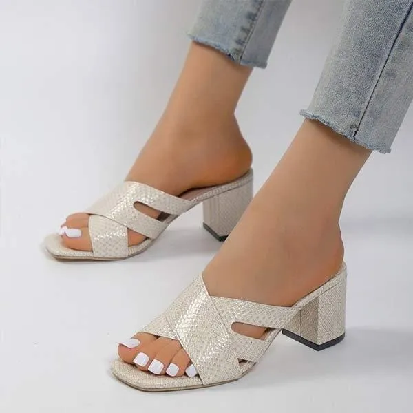 Women's Chunky Heel High Heel Mules 40335970C