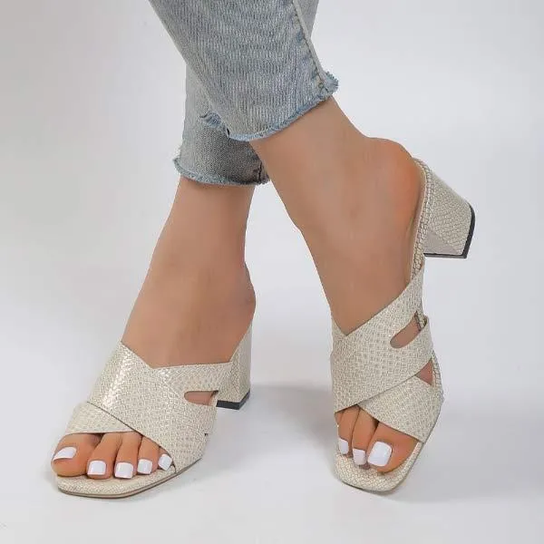 Women's Chunky Heel High Heel Mules 40335970C