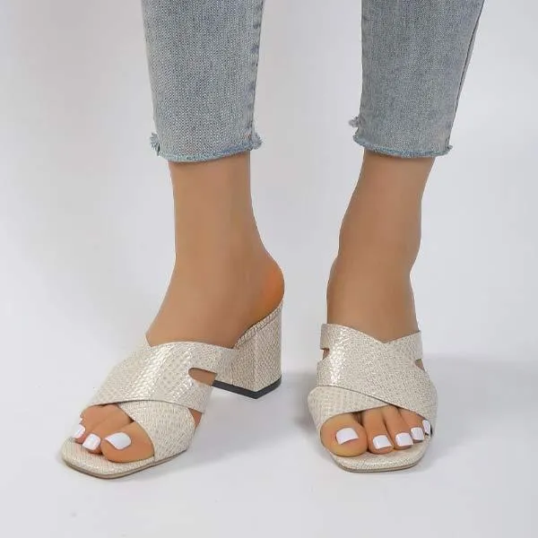 Women's Chunky Heel High Heel Mules 40335970C