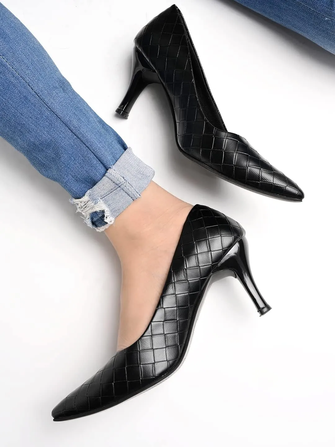 Womens Classic Black Heels  Pointed Toe High Heel Pump  Elegant Stiletto Heels for Office, Party, or Evening Wear