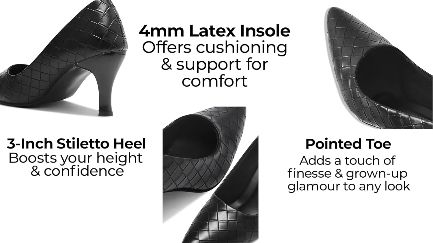 Womens Classic Black Heels  Pointed Toe High Heel Pump  Elegant Stiletto Heels for Office, Party, or Evening Wear