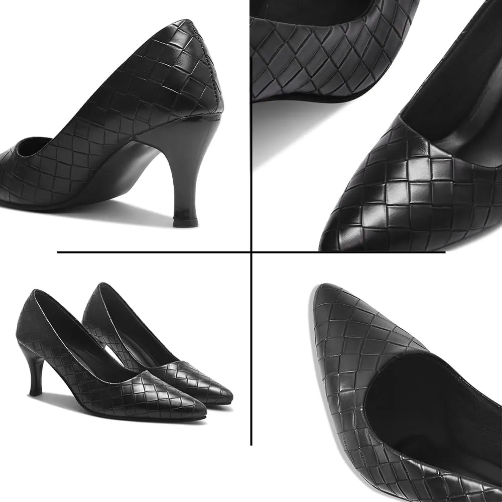 Womens Classic Black Heels  Pointed Toe High Heel Pump  Elegant Stiletto Heels for Office, Party, or Evening Wear
