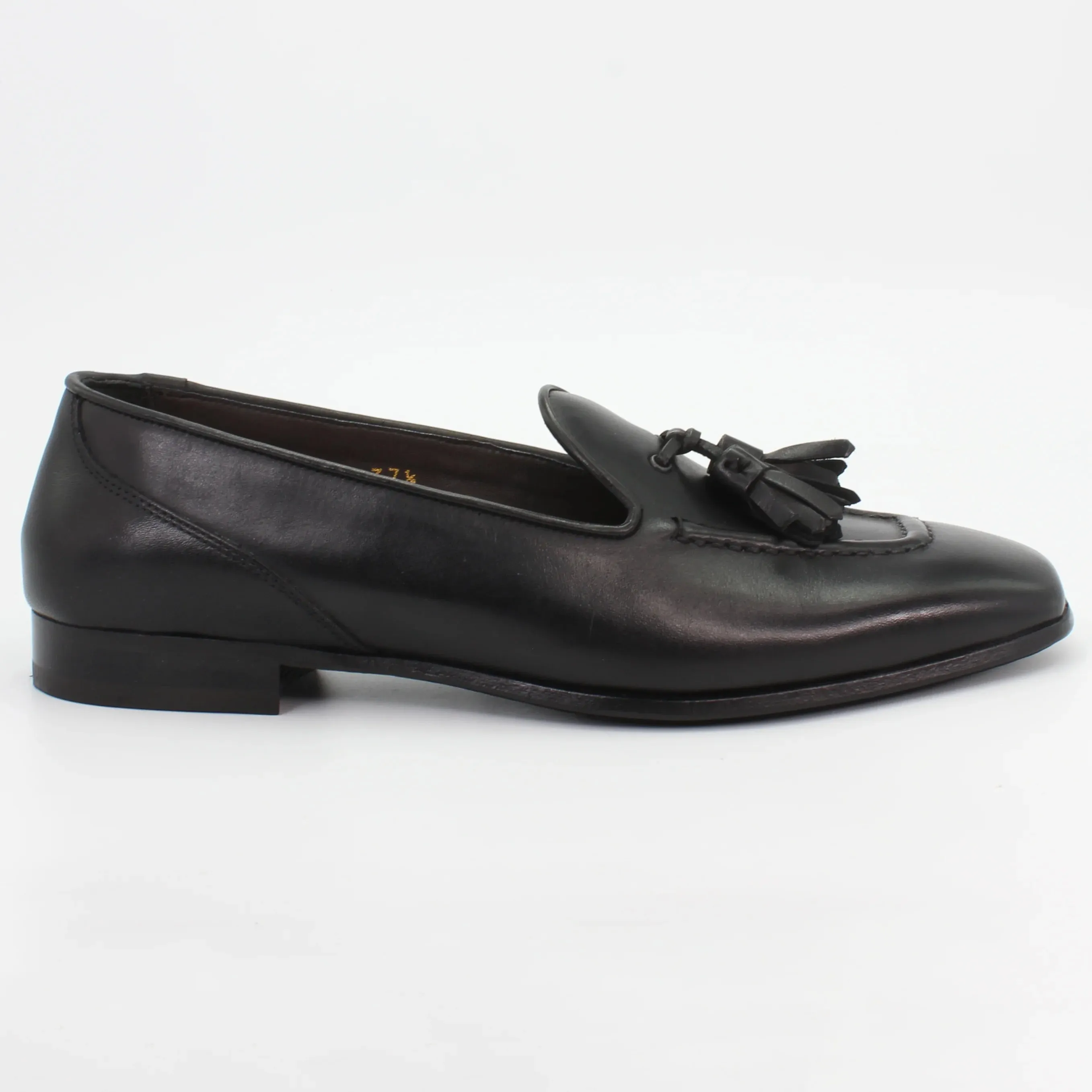 Women's tassle mocassin in calf leather black (BRD10678)