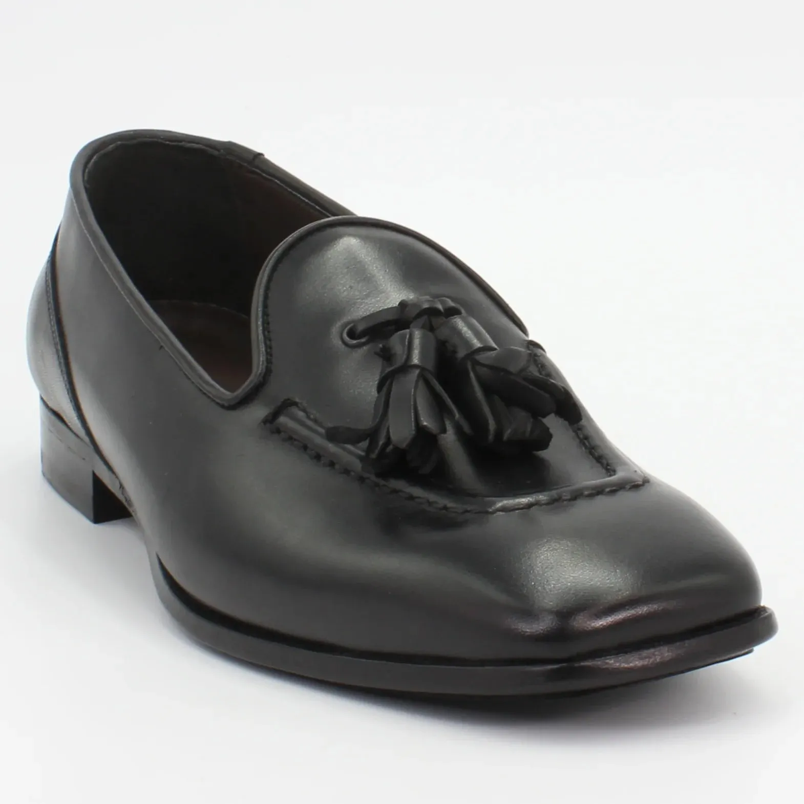 Women's tassle mocassin in calf leather black (BRD10678)