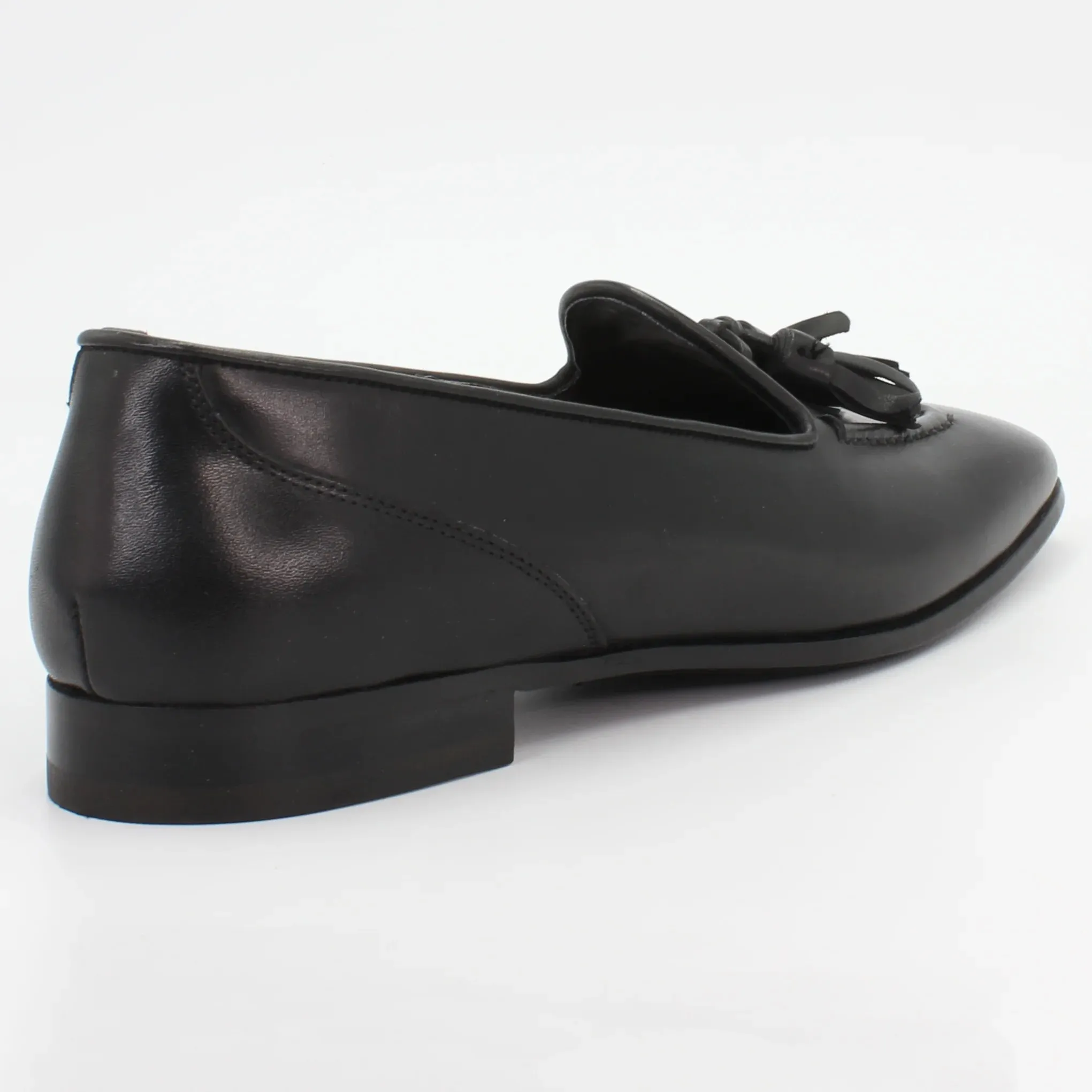 Women's tassle mocassin in calf leather black (BRD10678)