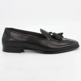 Women's tassle mocassin in calf leather black (BRD10678)