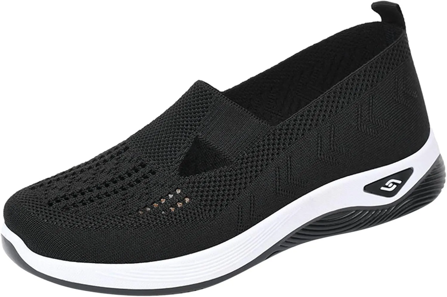 Women's Woven Breathable Soft Sole Shoes Arch Support Knit Upper Stretch Slip on Casual Orthopedic Sneakers Summer