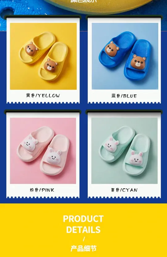 XZM Bear Face Blue Soft Slippers 9394