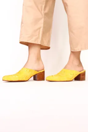 YELLOW HEELED MULES X ANTHROPOLOGIE MARLA