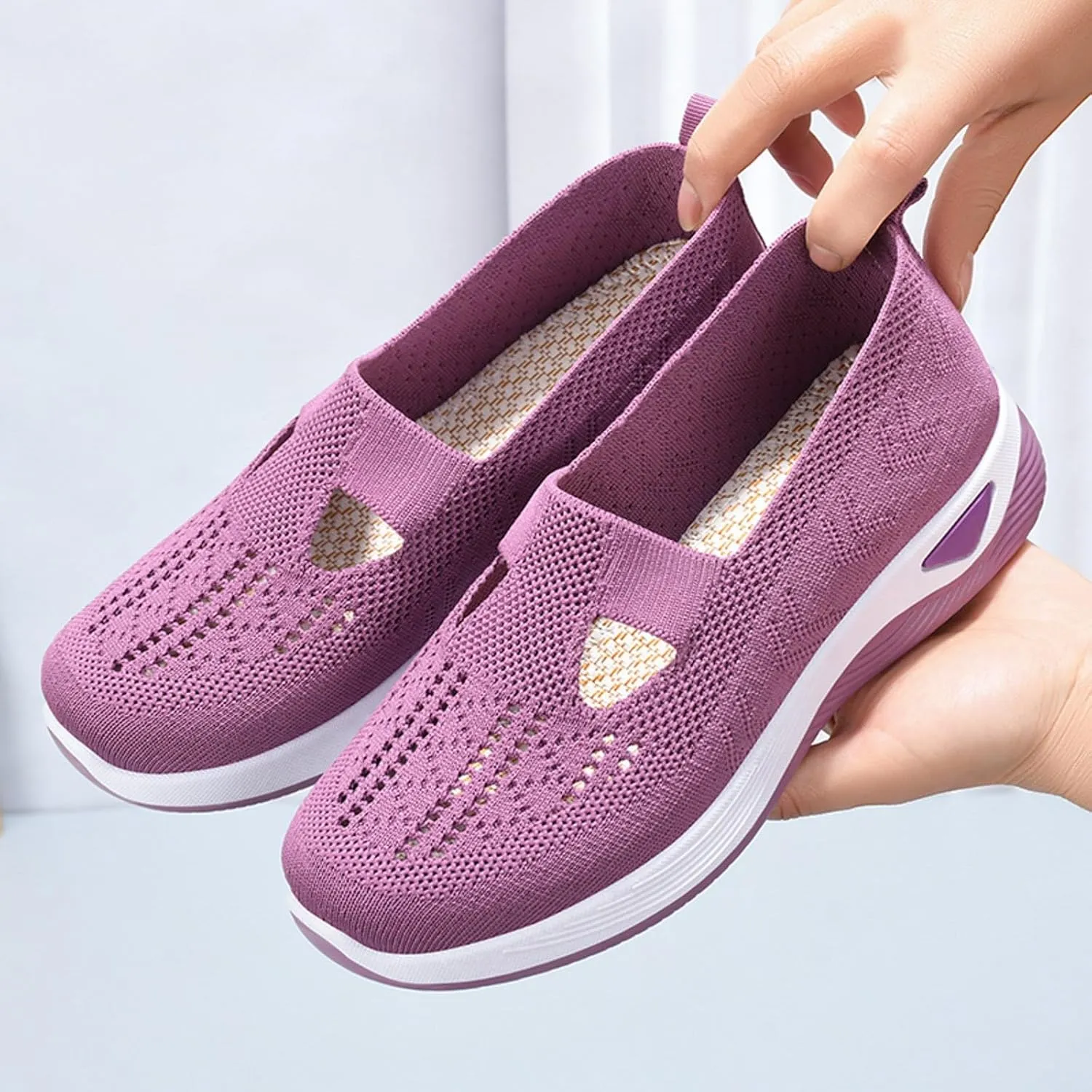 YOLAI Orthowalkway Womens Shoes, Women's Orthopedic Breathable Soft Comfortable Sneakers Arch Support Slip-On Sneakers, Indoor Outdoor Casual All Days Walking Anti-Skid Sports Shoes