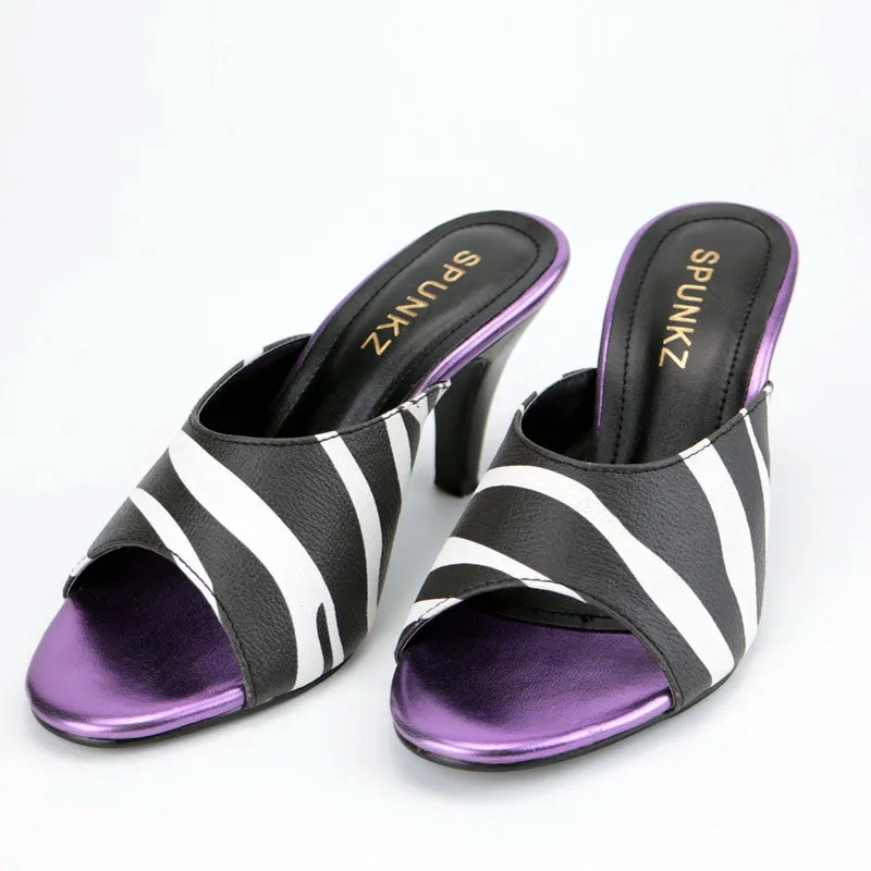 Zebra Heels - Women Chunky Heeled Leather Sandal